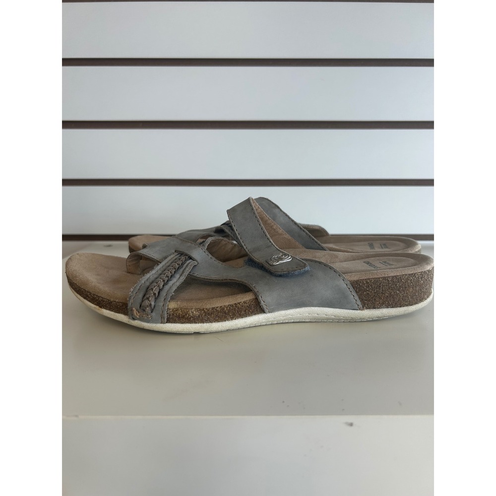 Earth Origins Bosk Brent Leather Adjustable Comfort Slide Sandals Pearl Blue 9M - Picture 4 of 10